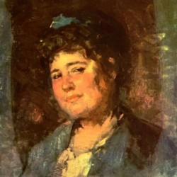 Portrait of a woman with blue dress